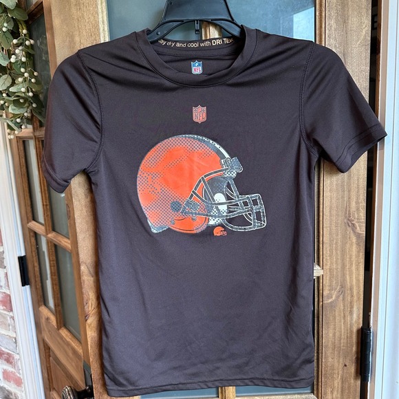 NFL Other - NFL Cleveland Browns Shirt Kids Brown Helmet Graphic DRI TEK Small 8‎